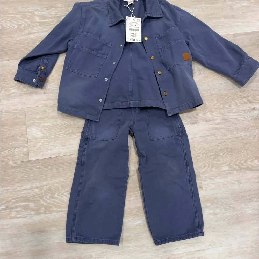 Zara boys chore jacket set 5t shirt and pants
